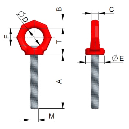 RS Eye bolt, with long metric thread